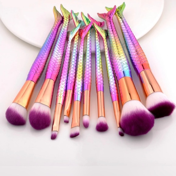 Other - 🌈3D Mermaid Rainbow  Makeup Brush 10 piece Set🌈